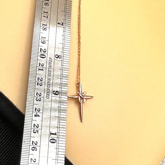 Signed JCM 925 Sterling Silver Rose Gold Vermeil Cross Dove Charm Necklace - Picture 5 of 7